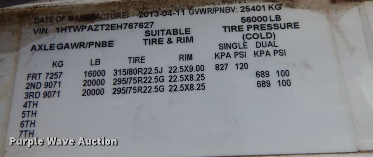 image for item DN8684 2014 International WorkStar 7500 dump truck