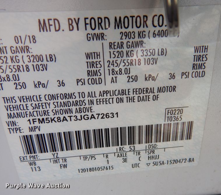 image for item DN8691 2018 Ford Explorer Police Interceptor  SUV