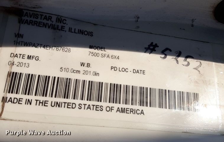 image for item DO3120 2014 International WorkStar 7500  dump truck