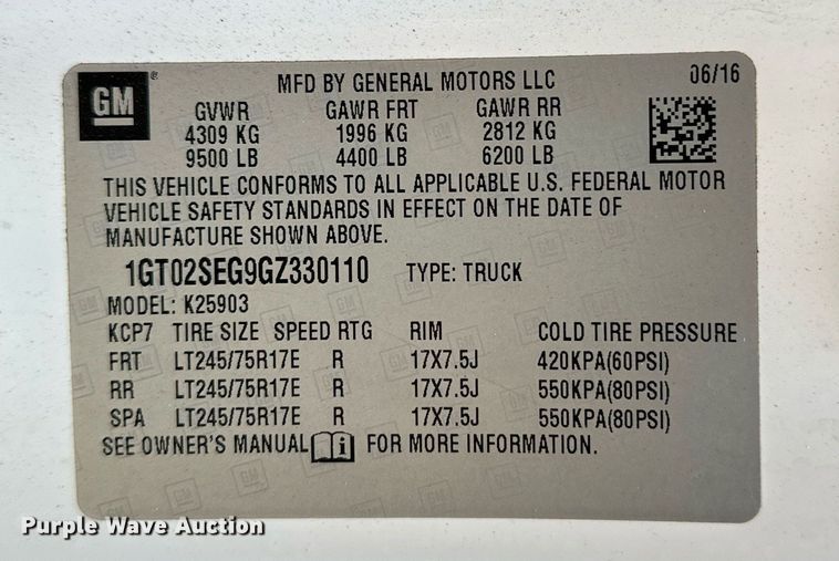 image for item NF9034 2016 GMC Sierra 2500HD  pickup truck