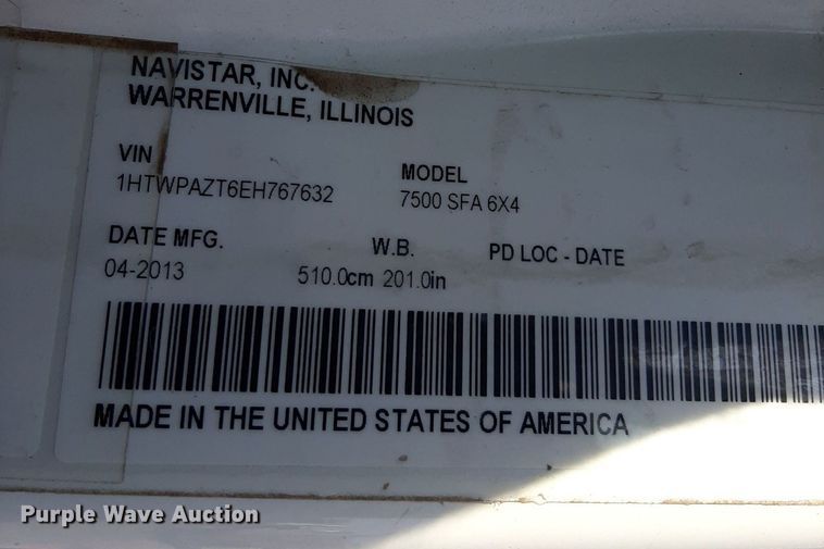 image for item NF9035 2014 International WorkStar 7500  dump truck