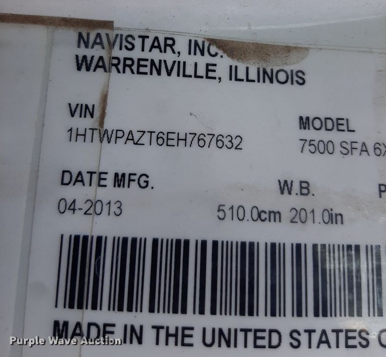 image for item NF9035 2014 International WorkStar 7500  dump truck