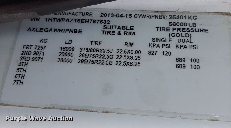 image for item NF9035 2014 International WorkStar 7500  dump truck