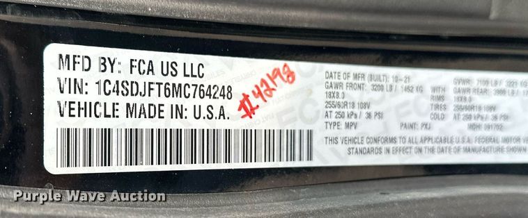 image for item NF9043 2021 Dodge Durango SSV  SUV