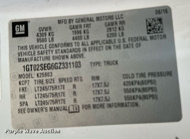 image for item NF9044 2016 GMC Sierra 2500HD  pickup truck