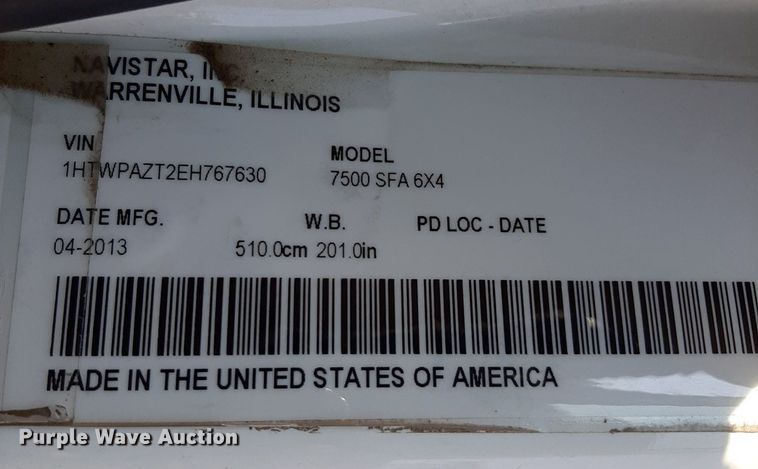 image for item NF9052 2014 International WorkStar 7500  dump truck