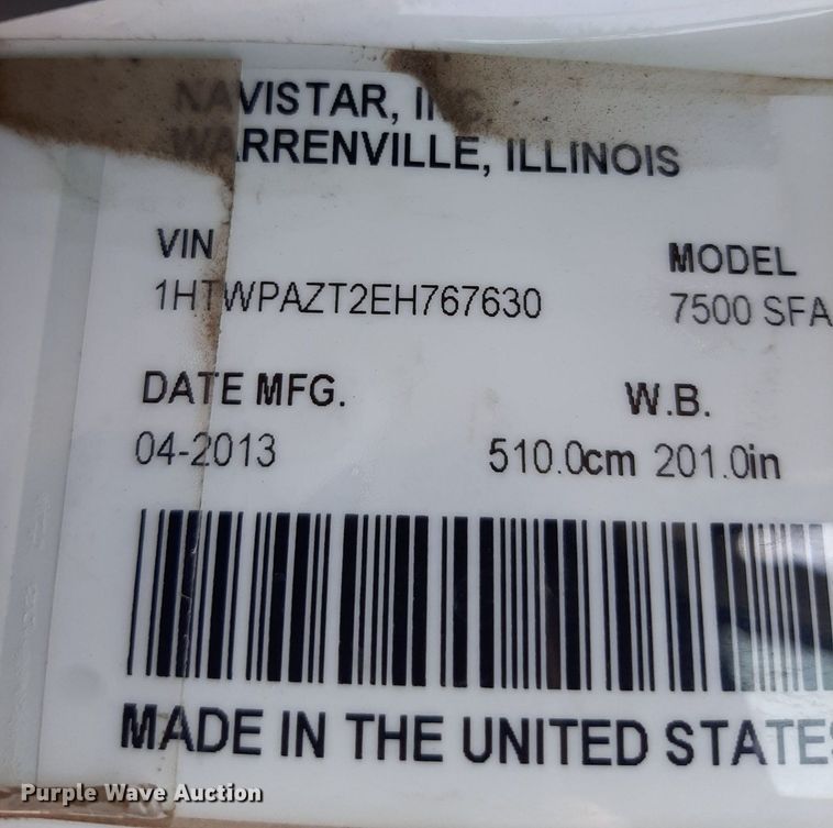 image for item NF9052 2014 International WorkStar 7500  dump truck