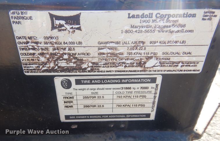 image for item NF9053 2006 Landoll  lowboy equipment trailer