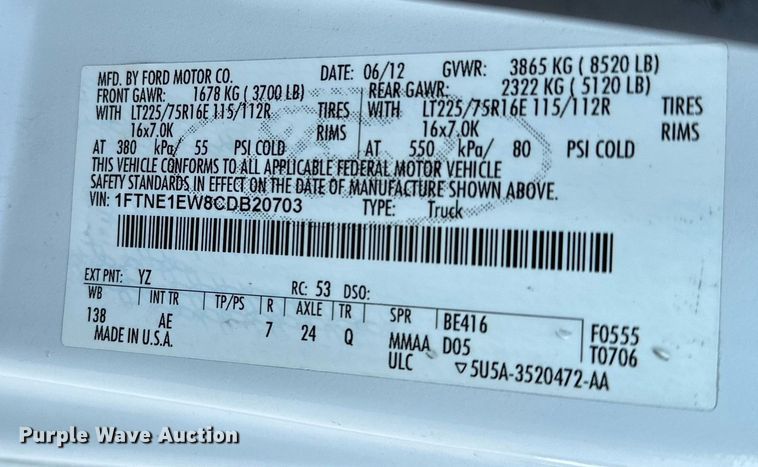 image for item NF9127 2012 Ford E150  van