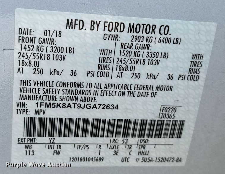 image for item NF9128 2018 Ford Explorer Police Interceptor  SUV