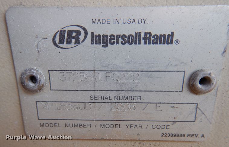 image for item NU9214 2006 Ingersoll Rand XP 185 air compressor