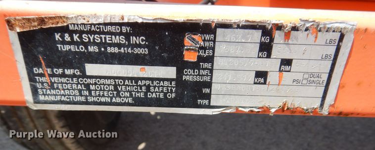 image for item NU9230 2014 K&K Systems arrow board trailer