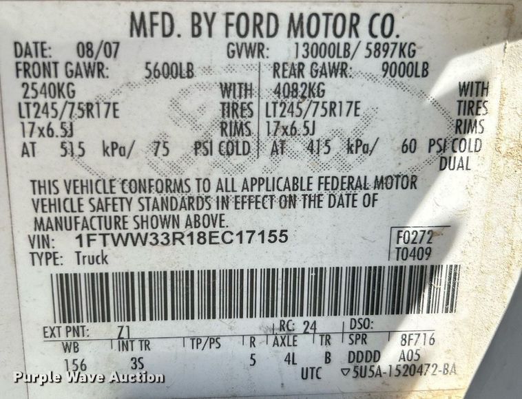 image for item DJ6309 2008 Ford F350 Super Duty XLT  Crew Cab pickup truck