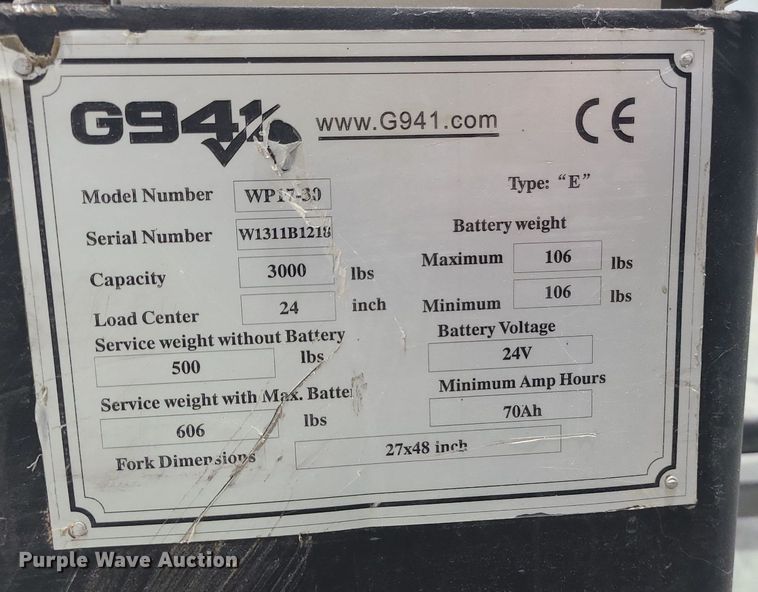 image for item DK4088 G941 WP 17-30  pallet jack