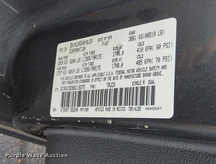 image for item DK8767 2008 Dodge Ram 1500HD  Mega Cab pickup truck