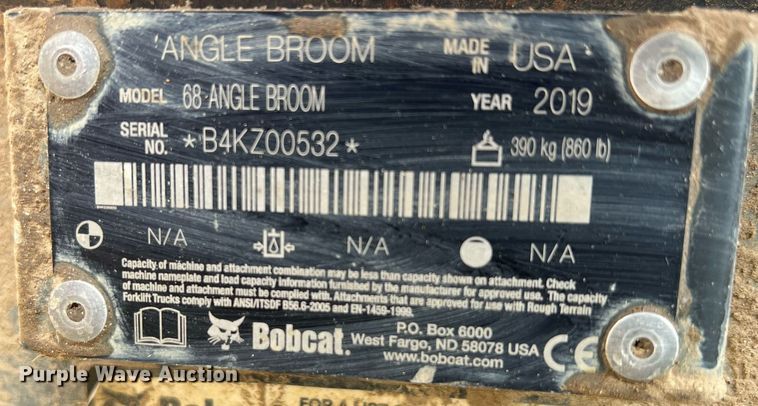 image for item DN3153 2019 Bobcat 68 Angle Broom  skid steer broom