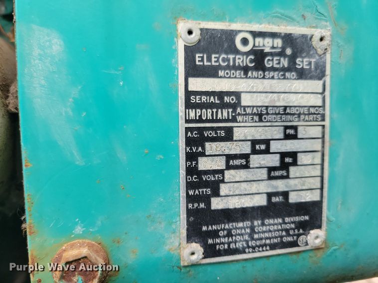 image for item DN4122 Onan 150JC-4XR  generator