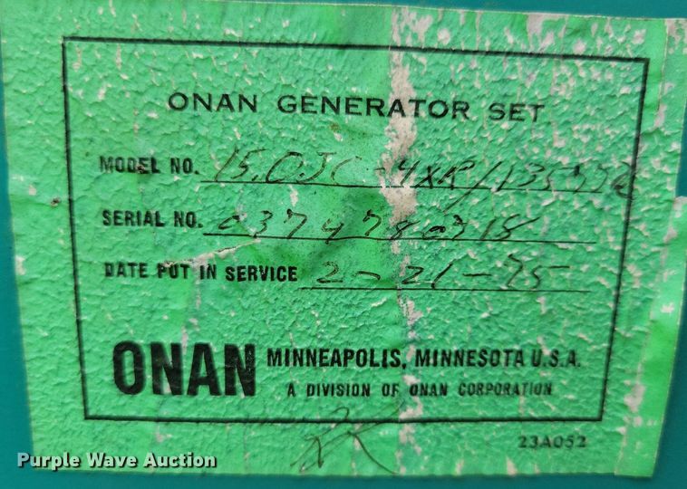 image for item DN4122 Onan 150JC-4XR  generator