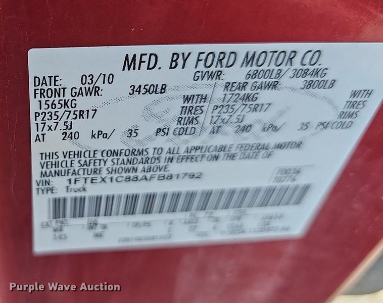 image for item DN8562 2010  Ford F150 XLT  SuperCab pickup truck