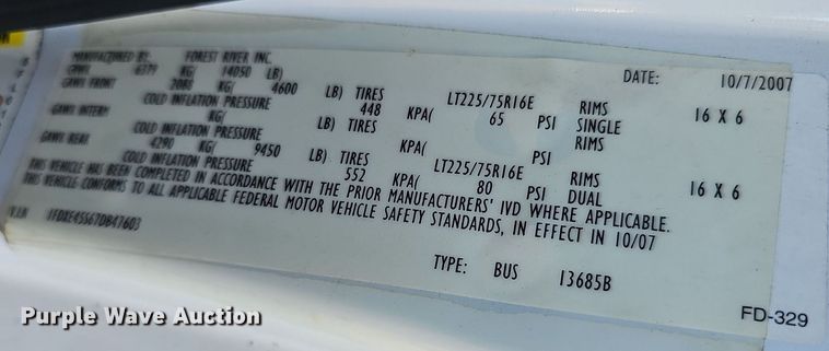 image for item DN8721 2007 Ford E450  shuttle bus