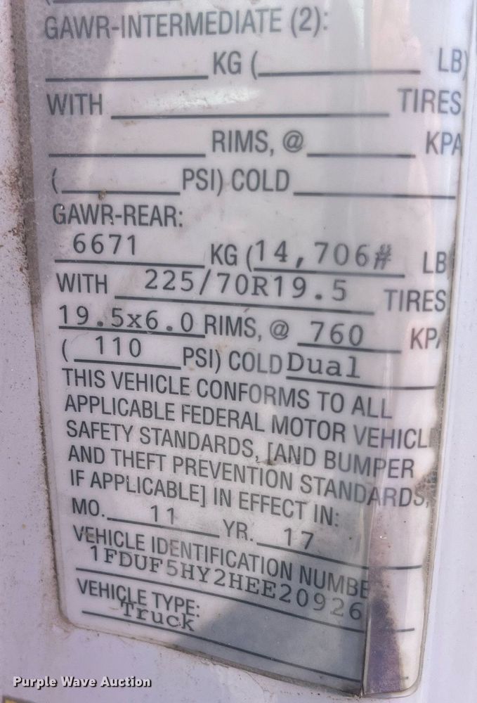 image for item DP2061 2017 Ford F550 Super Duty XL  truck cab and chassis