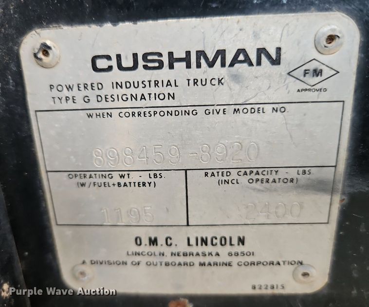 image for item DP2382 1989 Cushman 898459-8920  utility vehicle