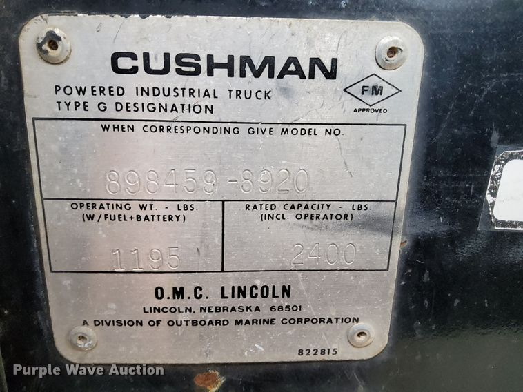 image for item DP2382 1989 Cushman 898459-8920  utility vehicle