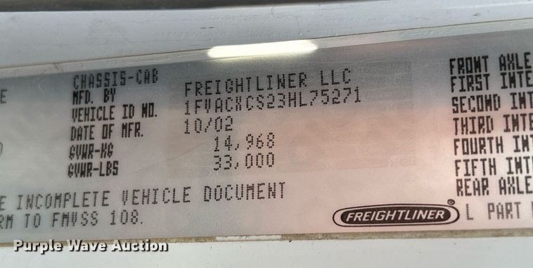image for item DQ0931 2003 Freightliner Business Class M2  refuse truck