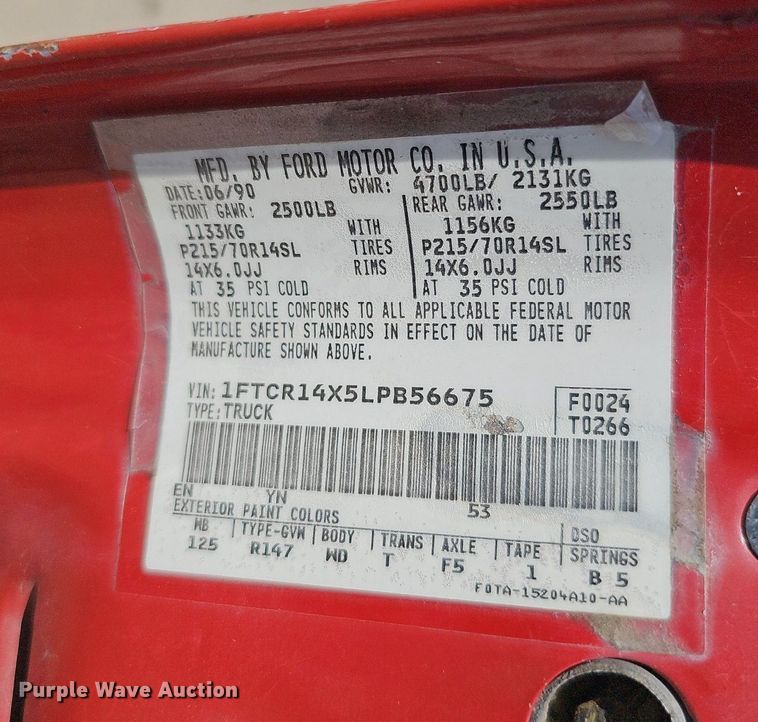 image for item DQ1101 1990 Ford Ranger XLT  SuperCab pickup truck