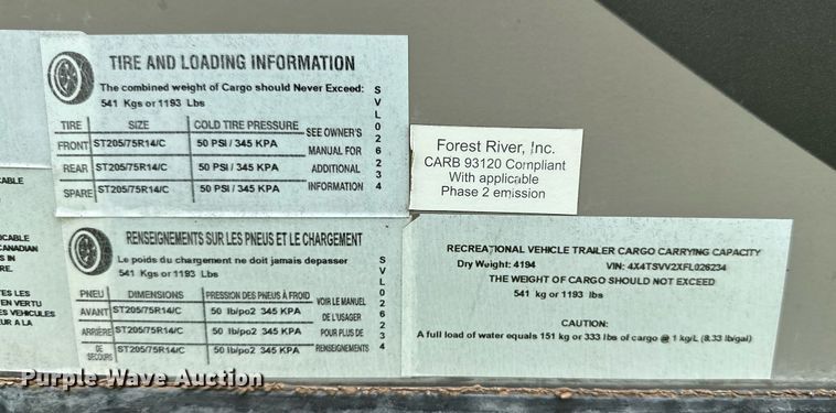 image for item DQ1436 2015 Forest River Surveyor  camper