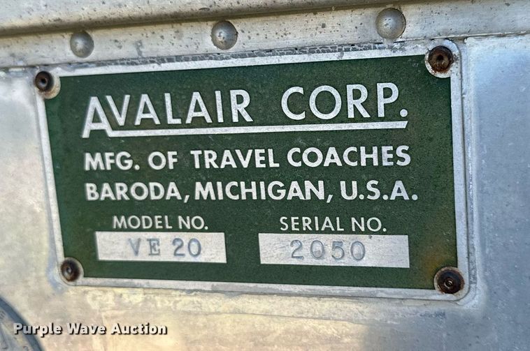 image for item DS2347 1962 Avalair Corp VE20  camper