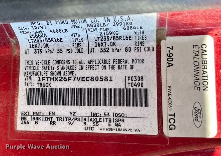 image for item DS7156 1997 Ford F250 HD  SuperCab bale bed pickup truck