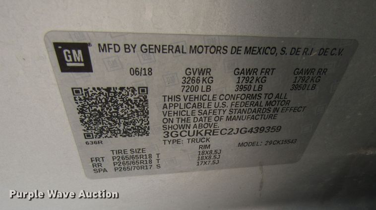 image for item EV9387 2018 Chevrolet Silverado 1500  Crew Cab pickup truck