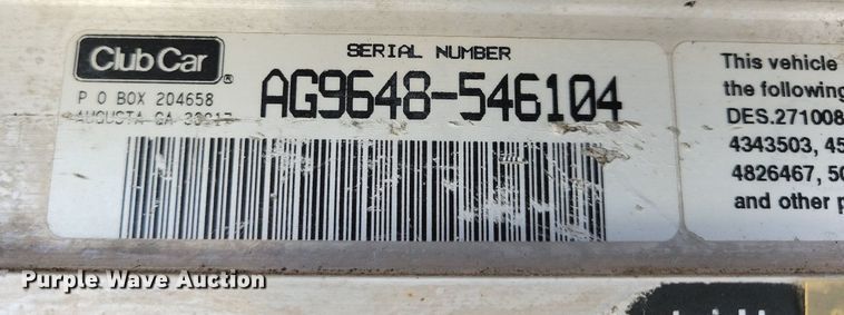 image for item IQ9935 Club Car  golf cart