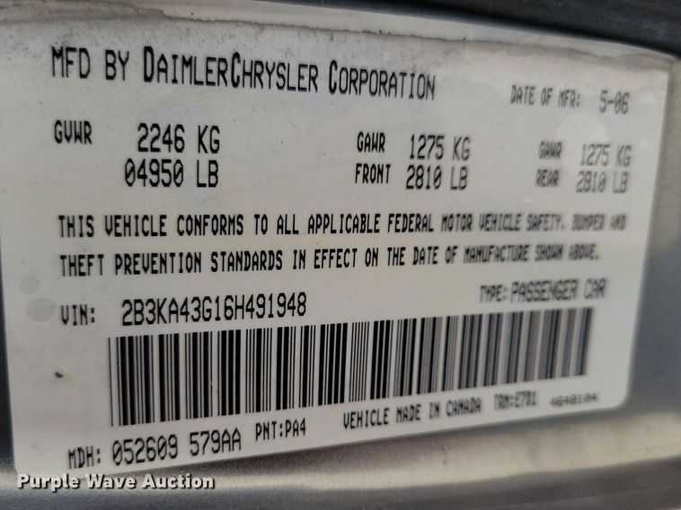 image for item IQ9937 2006 Dodge Charger  sedan