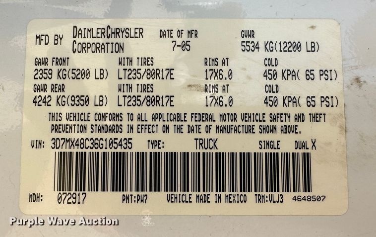 image for item JD9041 2006 Dodge Ram 3500  Quad Cab pickup truck