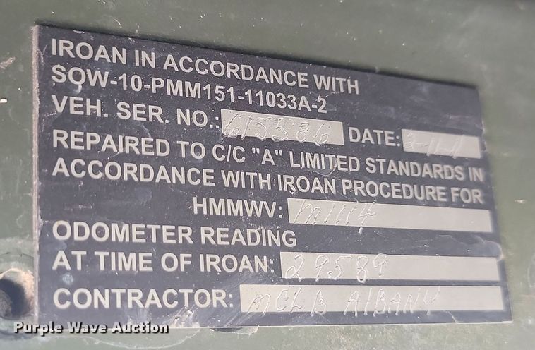 image for item JW9696 2008 Am General HMMWV M1114 Humvee  SUV