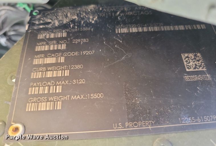 image for item JW9696 2008 Am General HMMWV M1114 Humvee  SUV