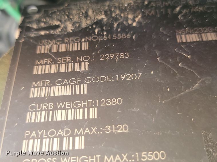 image for item JW9696 2008 Am General HMMWV M1114 Humvee  SUV