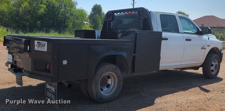 image for item KB9403 2018 Dodge Ram 3500HD  Crew Cab flatbed pickup truck