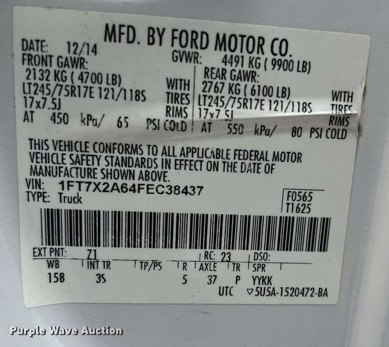 image for item LF9479 2015 Ford F250 Super Duty XLT  SuperCab flatbed pickup truck