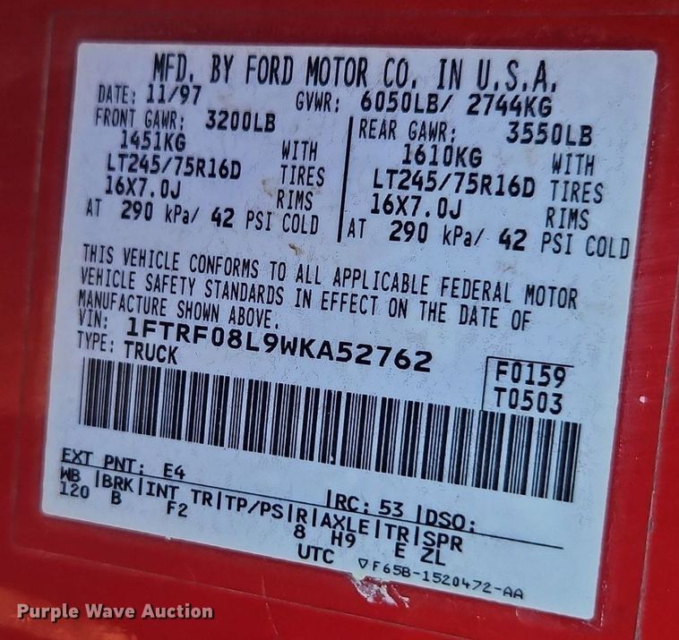 image for item LM9140 1998 Ford F150  pickup truck