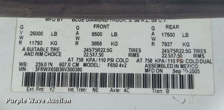 image for item LN9028 2006 Ford F650 Super Duty tow truck