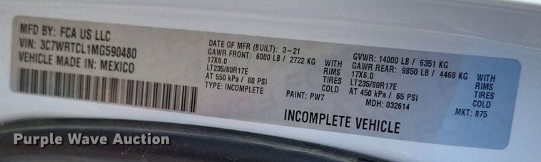 image for item LS9741 2021 Dodge Ram 3500  Crew Cab utility bed pickup truck