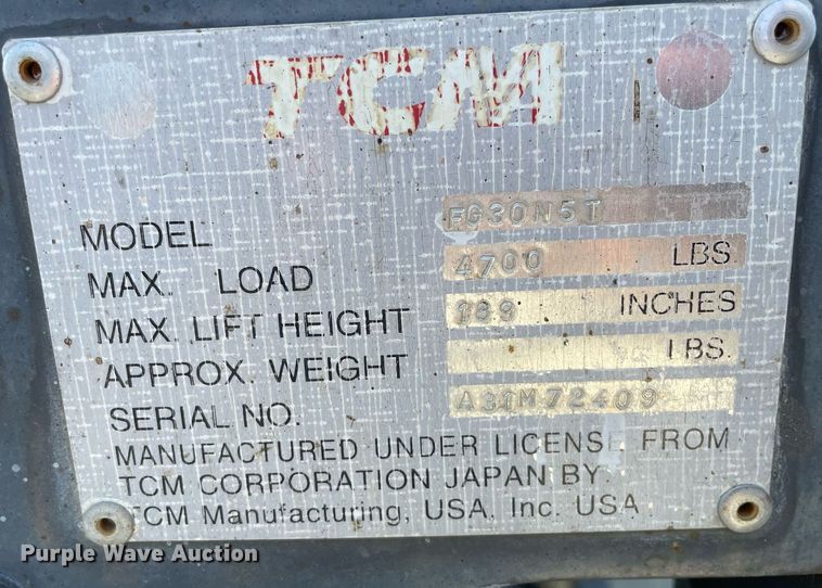 image for item LV9793 TCM FG30N5T forklift