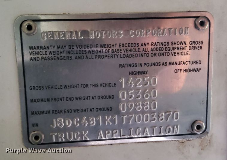 image for item LV9808 1996 GMC W4 Forward utility / service truck