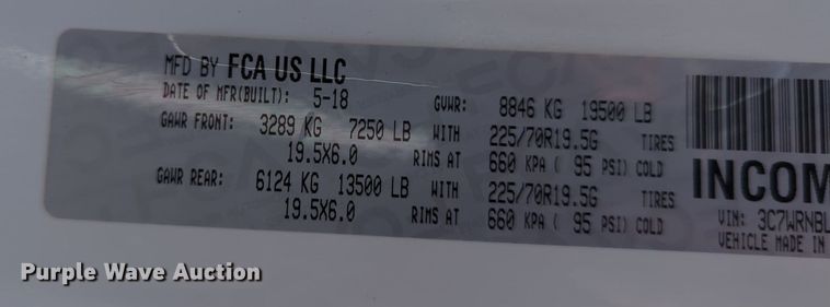 image for item LY9357 2018 Dodge Ram 5500HD  flatbed truck