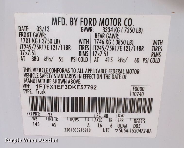 image for item LY9391 2013 Ford F150 XL  SuperCab pickup truck