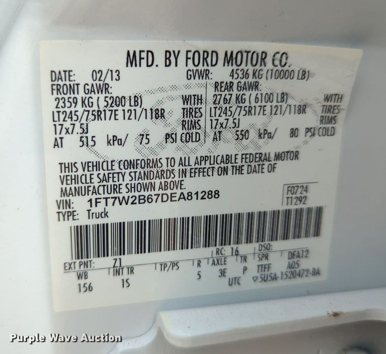 image for item LY9392 2013 Ford F250 Super Duty XL  Crew Cab pickup truck