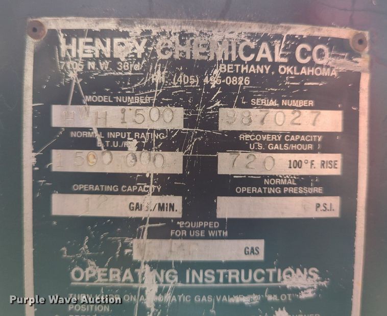 image for item LY9417 (2) Hendy HWH1500 steam pressure heaters